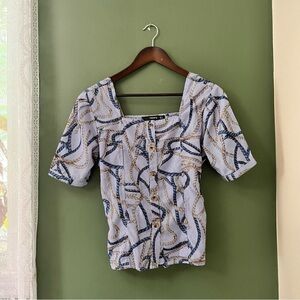 Madame Square Neck Rope Print Blouse – Size L